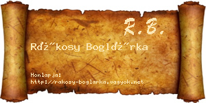 Rákosy Boglárka névjegykártya